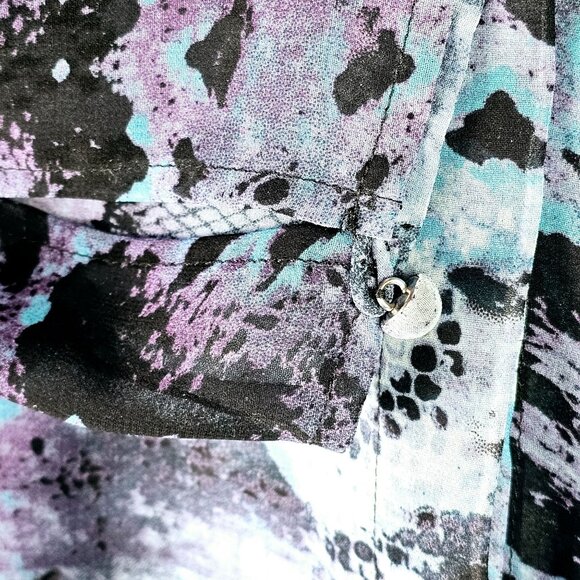 Cabi Women's Python Sheer Purple Blue Button-up Collared Career Top, Sz M - Picture 7 of 9